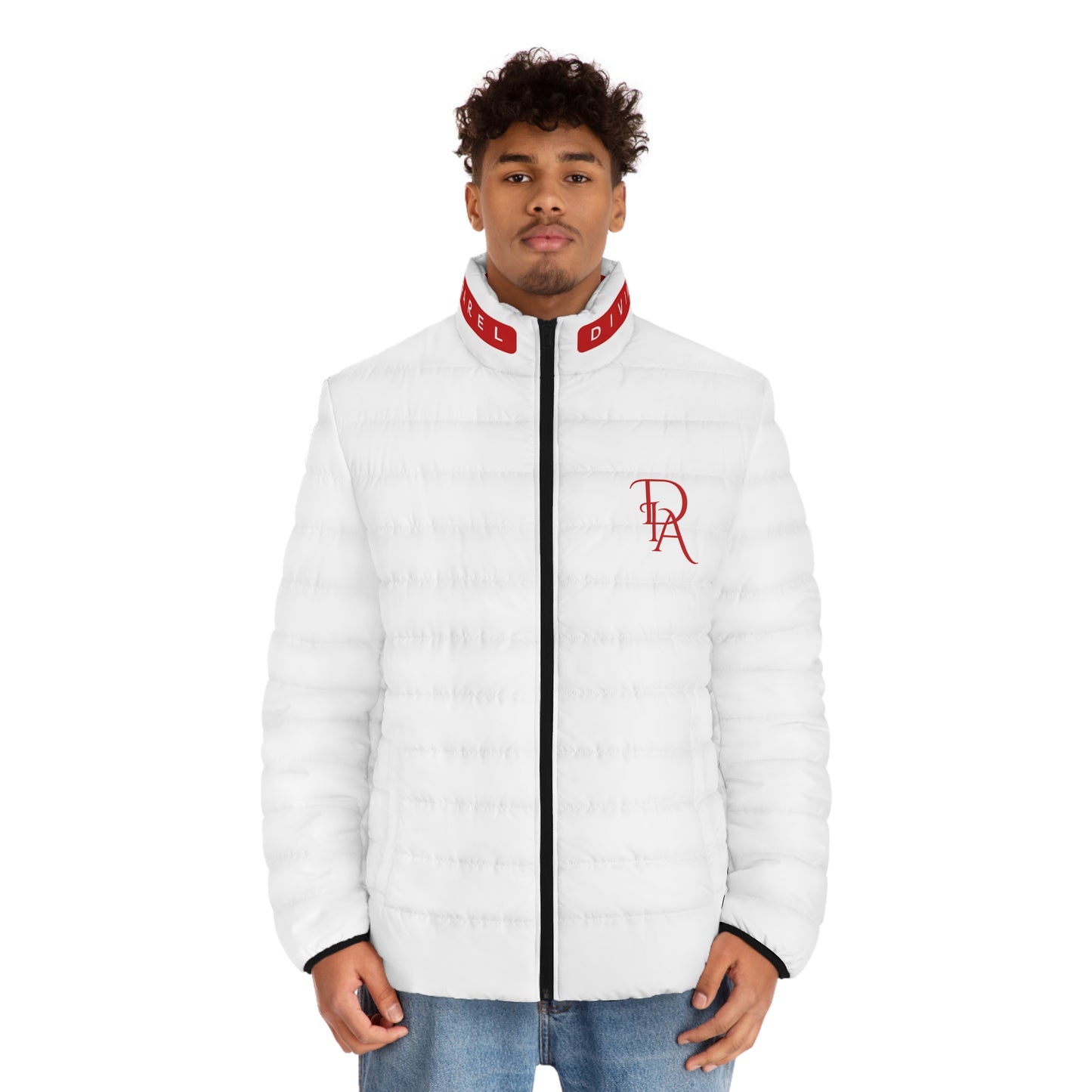 DIA - White and Red Men's Puffer Jacket