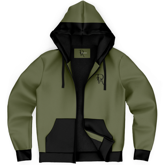 DIA - Army Green and Black Microfleece Zipper Hoodie