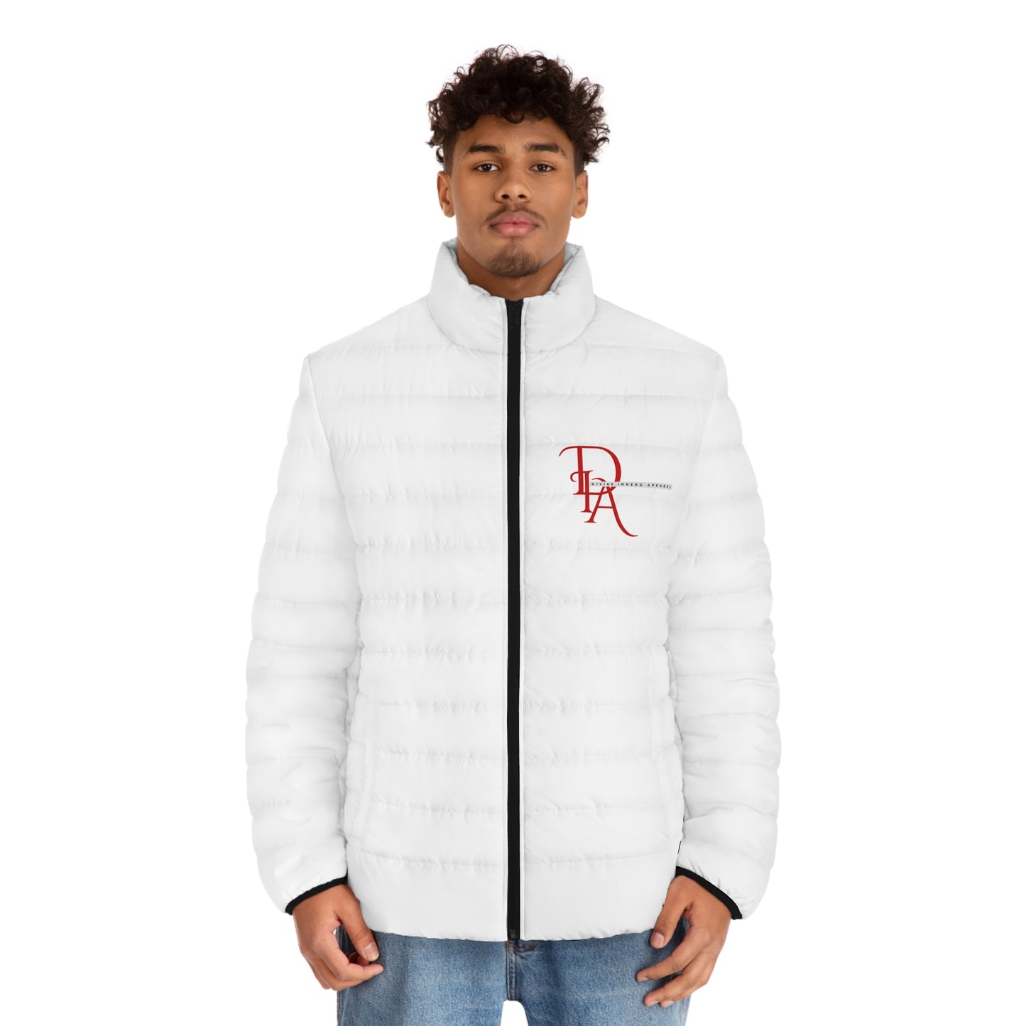 DIA - White and Red Men's Puffer Jacket