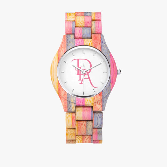 DIA - Woman's Pink & Gray Camouflage Wooden Watch